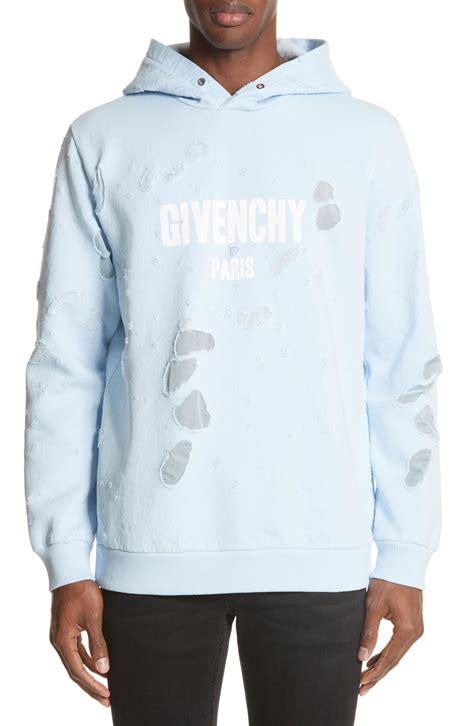 Givenchy destroyed hoodie blue – Mr Quality